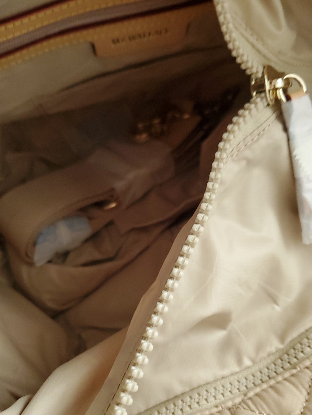 NWT MZ Wallace Neutral Quilted Small Metro Tote Deluxe Bag Zip Tote Buff - Picture 8 of 12